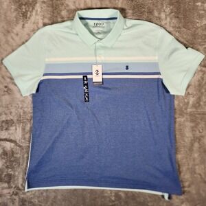 IZOD Polo Shirt Mens XXL Blue NWT Advantage Performance Natural Stretch Striped